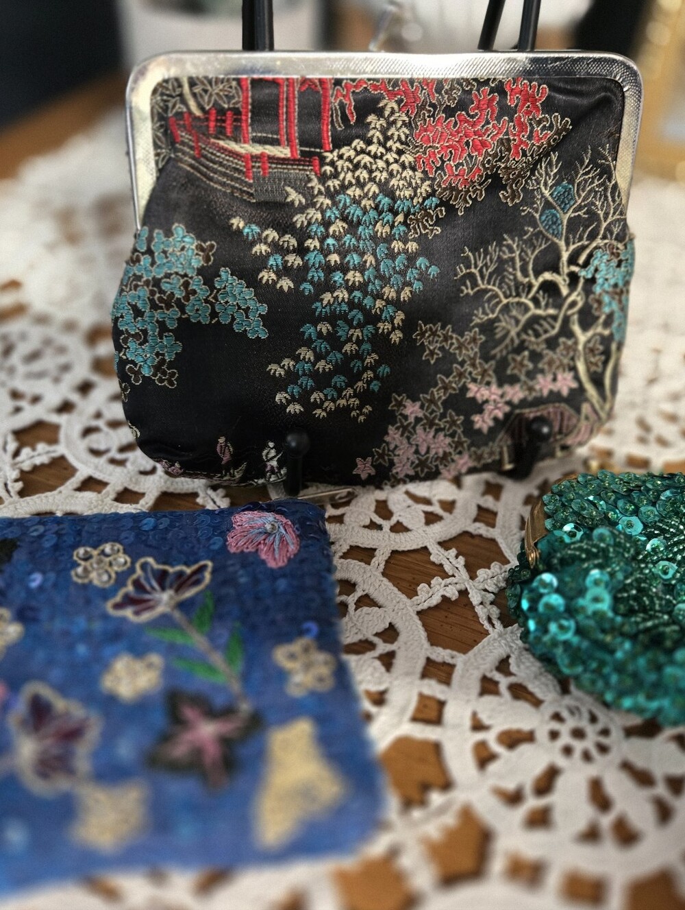 Set of 3 Embellished Mini Evening Purses – Beaded, Sequin & Brocade